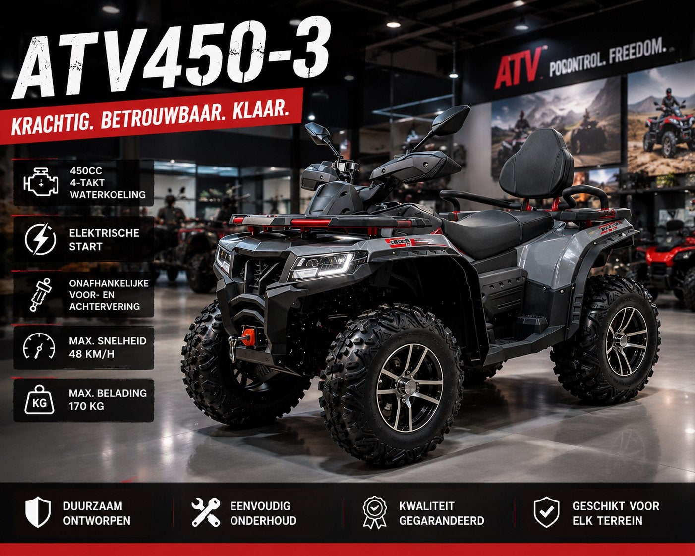 CRT Moto Quad Nieuw 450 EFi met Lier en Opties 2/4WD, 1 cilinder, 12 t/m 35 kW