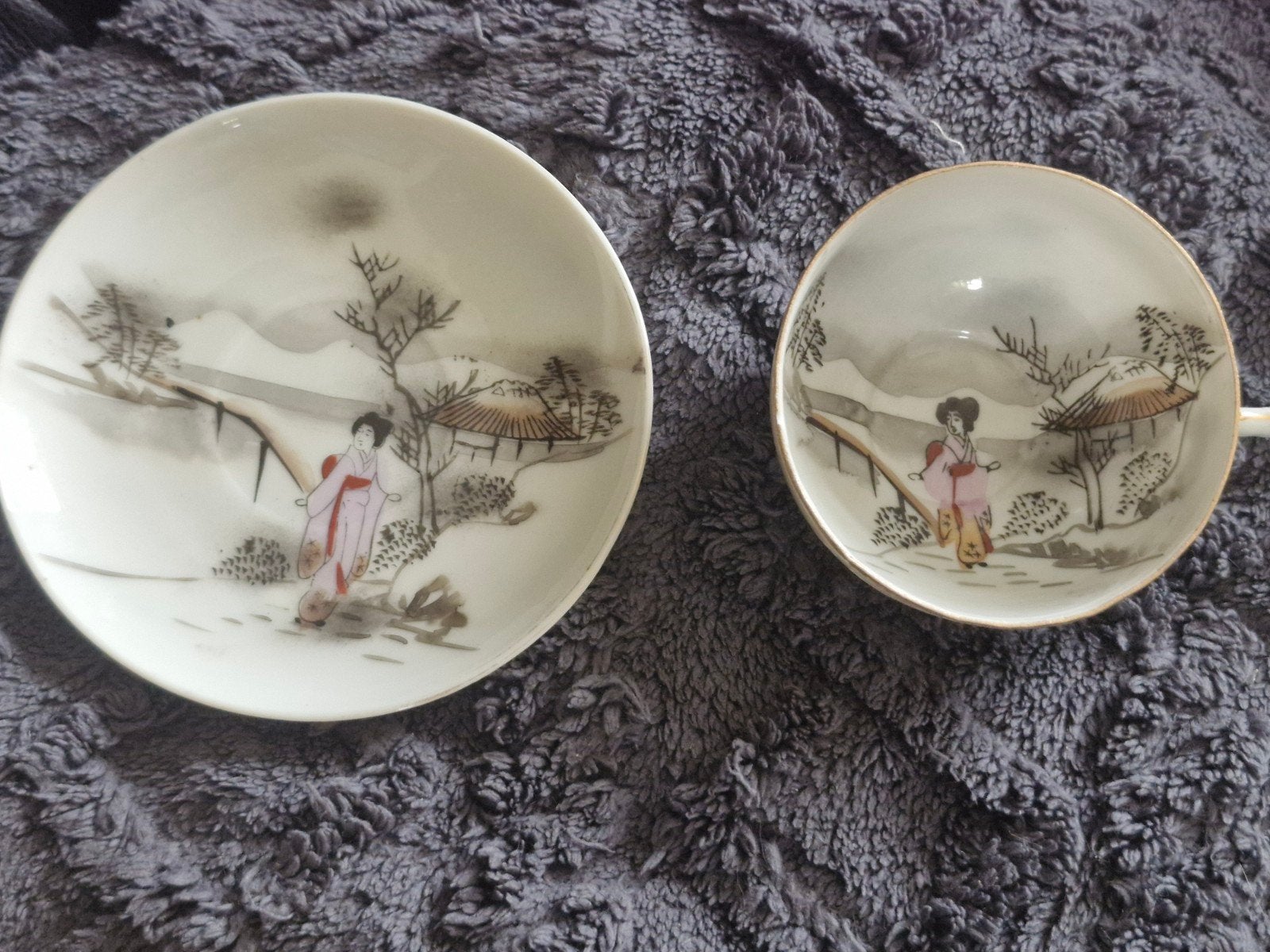 kop en schotel van japans eierschaal, Antiek en Kunst, Ophalen