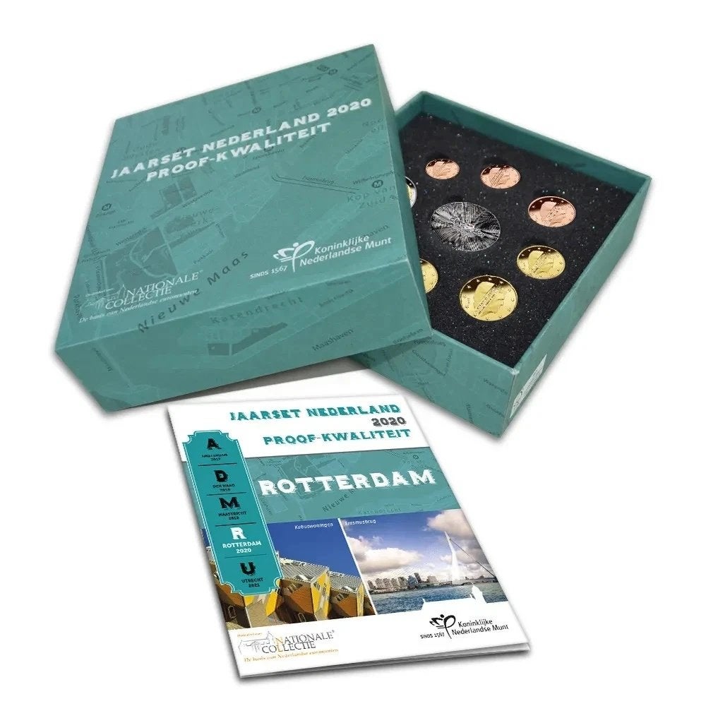 Nederland Proof Jaarset euro Rotterdam 2020 + extra munt, Postzegels en Munten, Setje, Koningin Beatrix, Zilver, Euro's