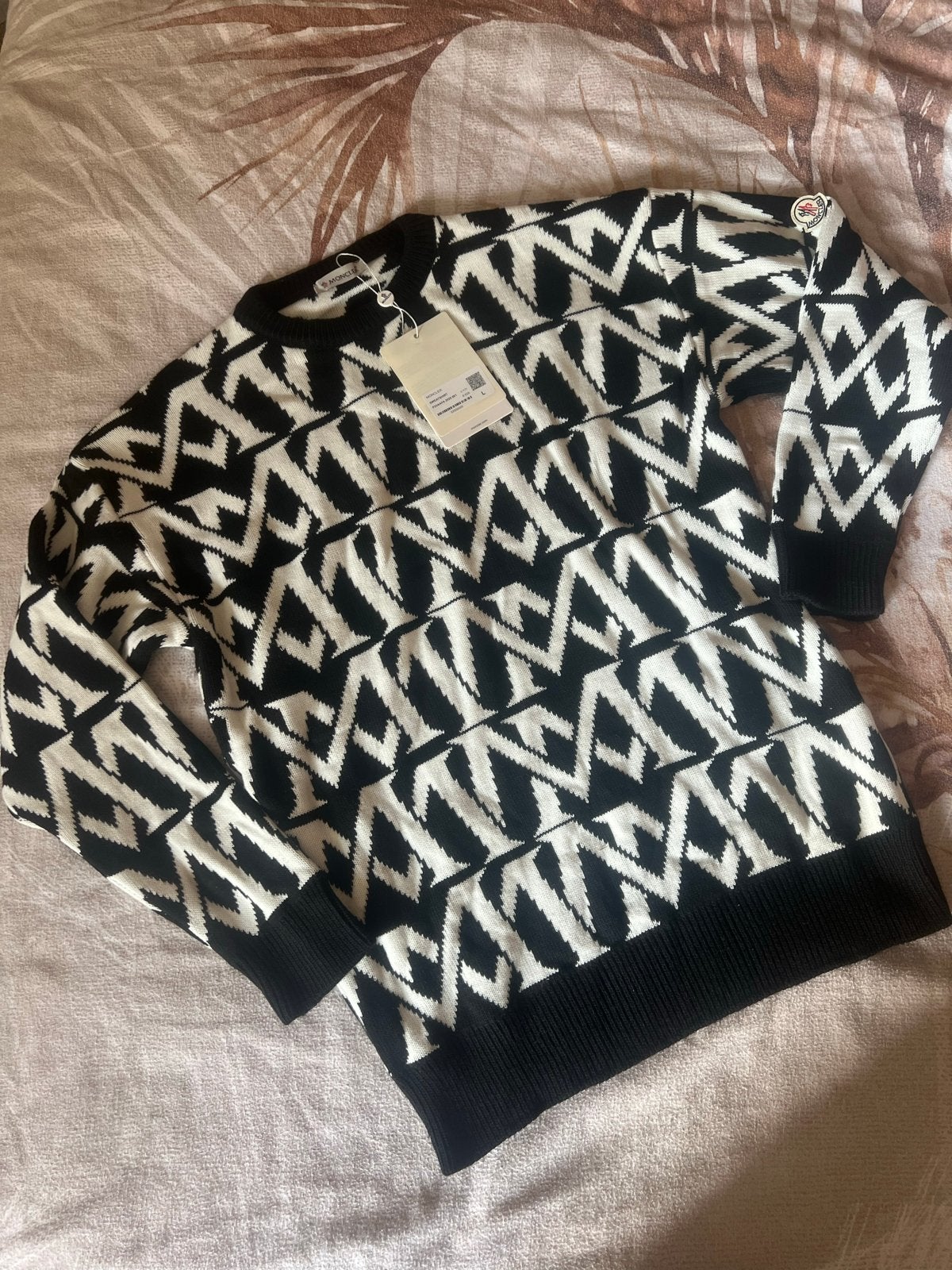 Moncler Trui Zwart Wit Maat L, Kleding | Heren, Ophalen of Verzenden, Nieuw, Maat 52/54 (L), Zwart