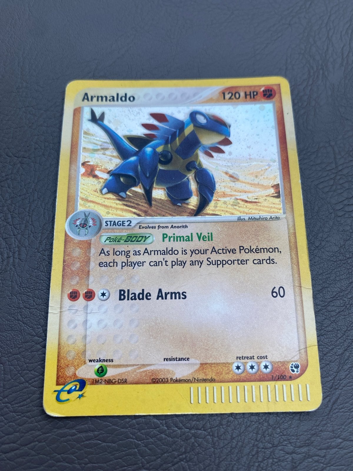 Armaldo Pokémon Kaart 1/100 Holo Rare Ex Ruby & Sapphire, Verzenden, Gebruikt, Losse kaart