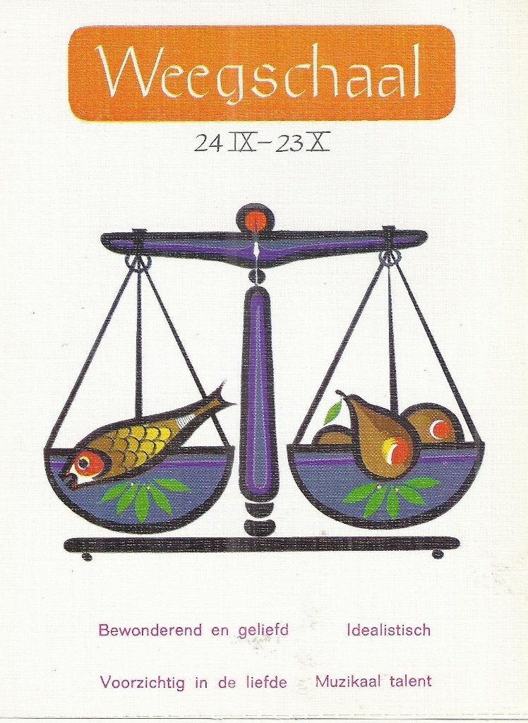7026 Ongelopen ansichtkaart weegschaal ( sterrenbeeld ), Ophalen of Verzenden, 1980 tot heden, Gelopen