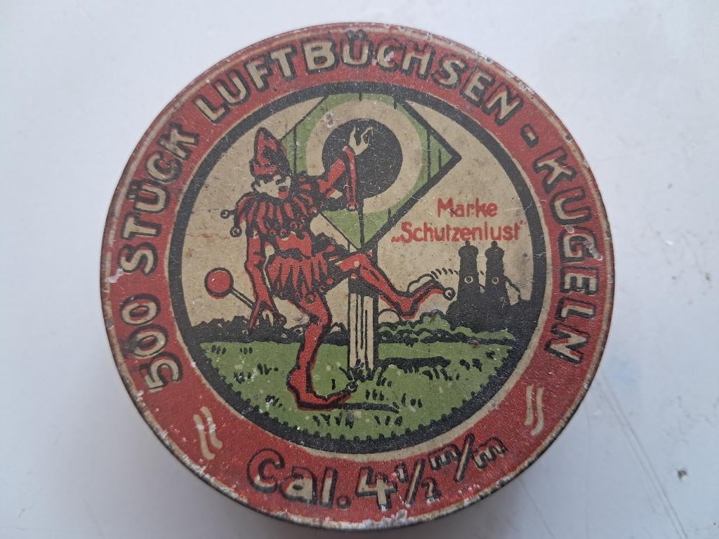 geweerkogelblikje ,500 stück luftbüchsen kugeln,cal 4 1/2 mm, Antiek en Kunst, Ophalen of Verzenden