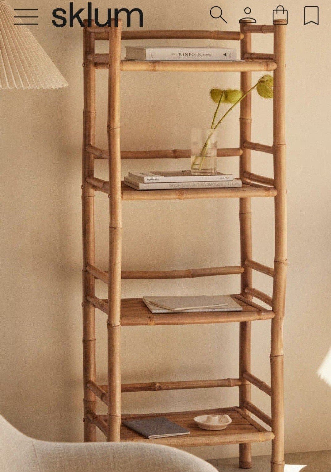 Bamboe kast en wandrek van Sklum, Ophalen, Met plank(en), Gebruikt, 100 tot 150 cm