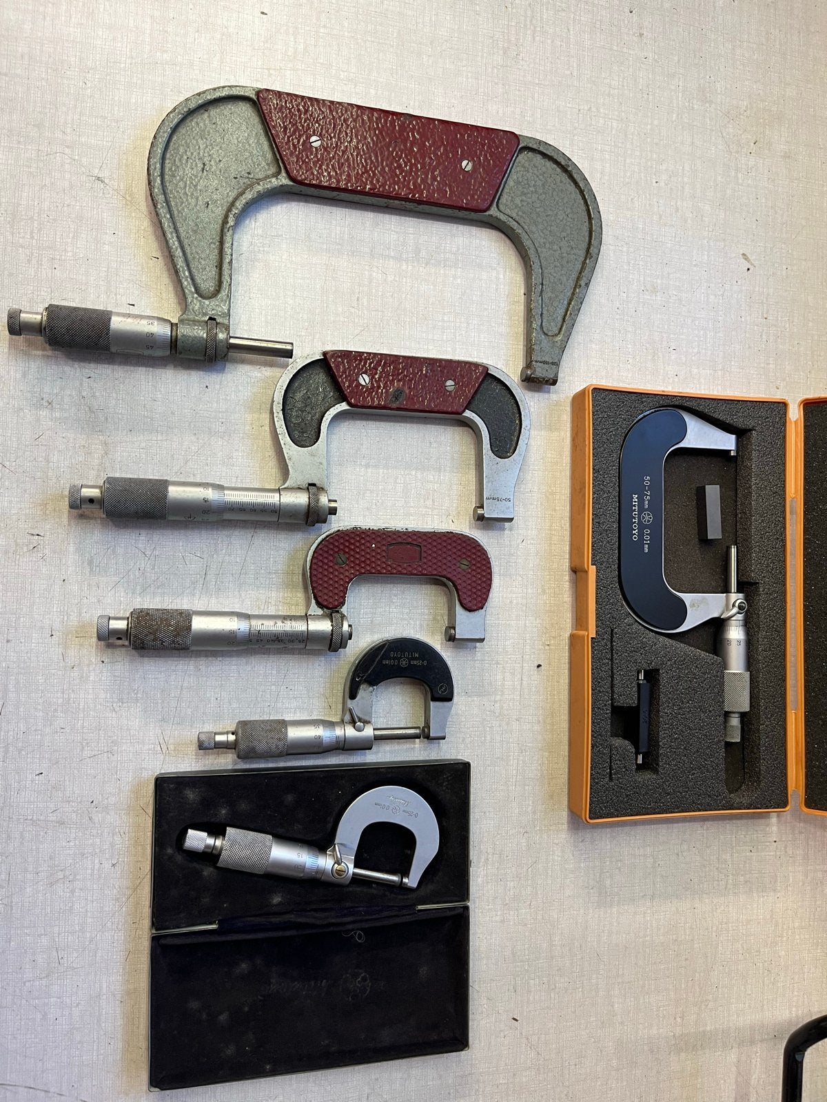 Set van diverse micrometers en meetgereedschap, Ophalen, Gebruikt, Overige typen, Overige merken