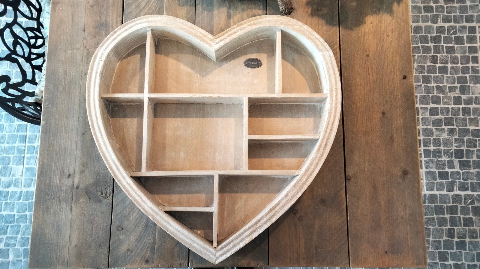 Riverdale Hartvormig Wandrek - Decoratief Houten Rek, Huis en Inrichting, Woonaccessoires | Overige, Hout, Beige, Ophalen of Verzenden