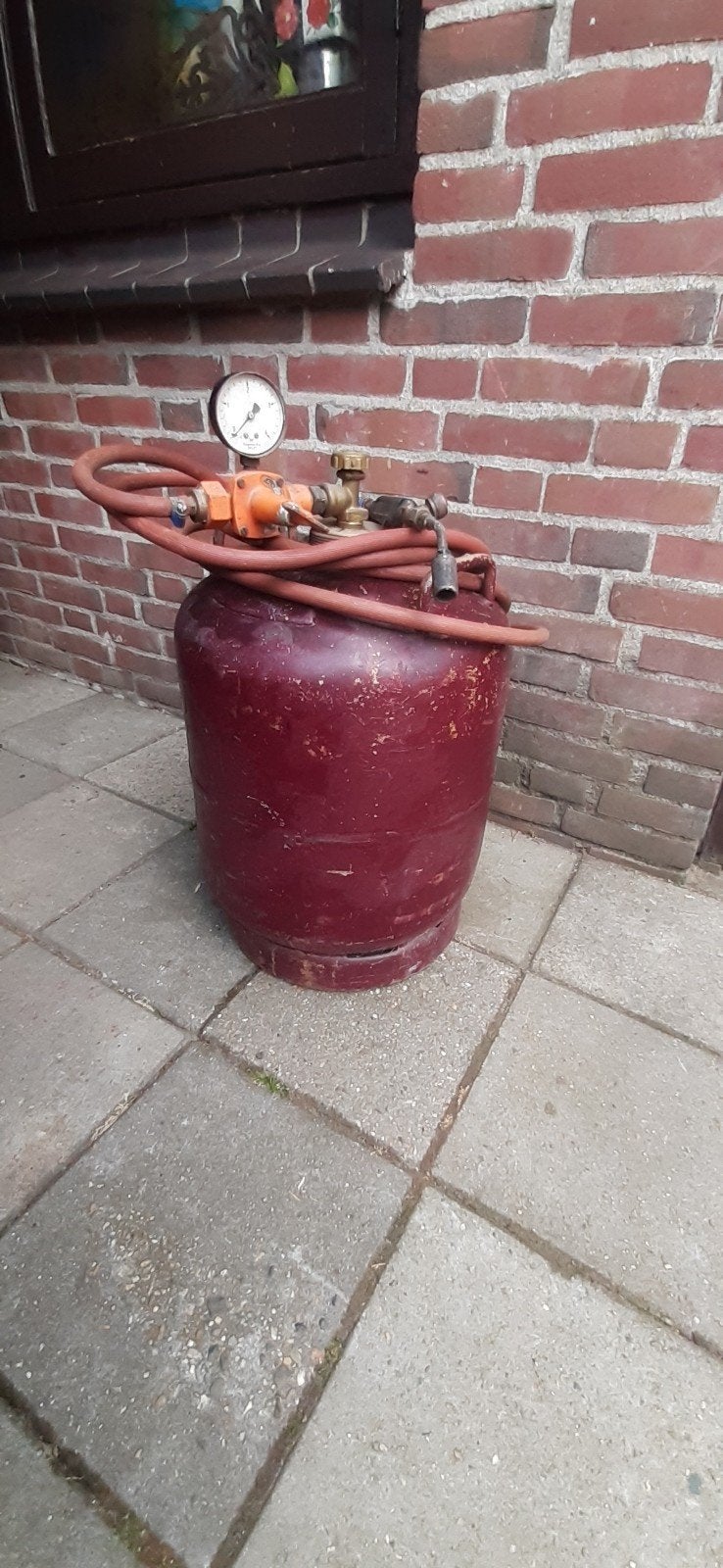 Gasbrander met drukmeter en gasfles, Doe-het-zelf en Verbouw, Gereedschap | Handgereedschap, Ophalen, Gebruikt, Overige typen