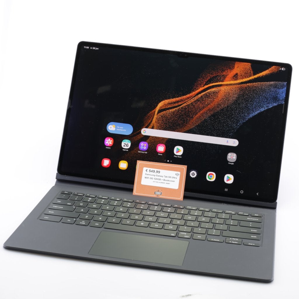 Samsung Galaxy Tab S8 Ultra WiFi 5G 128GB + Bookcover, Computers en Software, Android Tablets, Samsung, Zo goed als nieuw, Support@Samsung.com