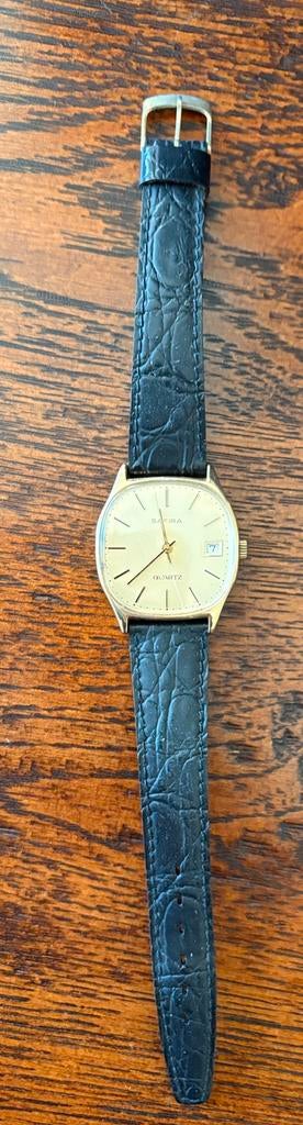 Klassiek horloge met lederen band, Overige merken, Overige materialen, Polshorloge, Ophalen of Verzenden