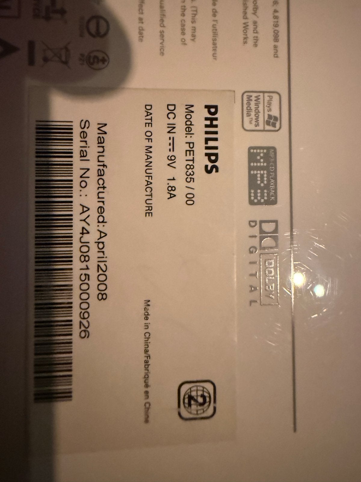 Philips PET835/00 Draagbare DVD-speler met DVB-T, Audio, Tv en Foto, Dvd-spelers, Philips, Gebruikt, Draagbaar, Ophalen