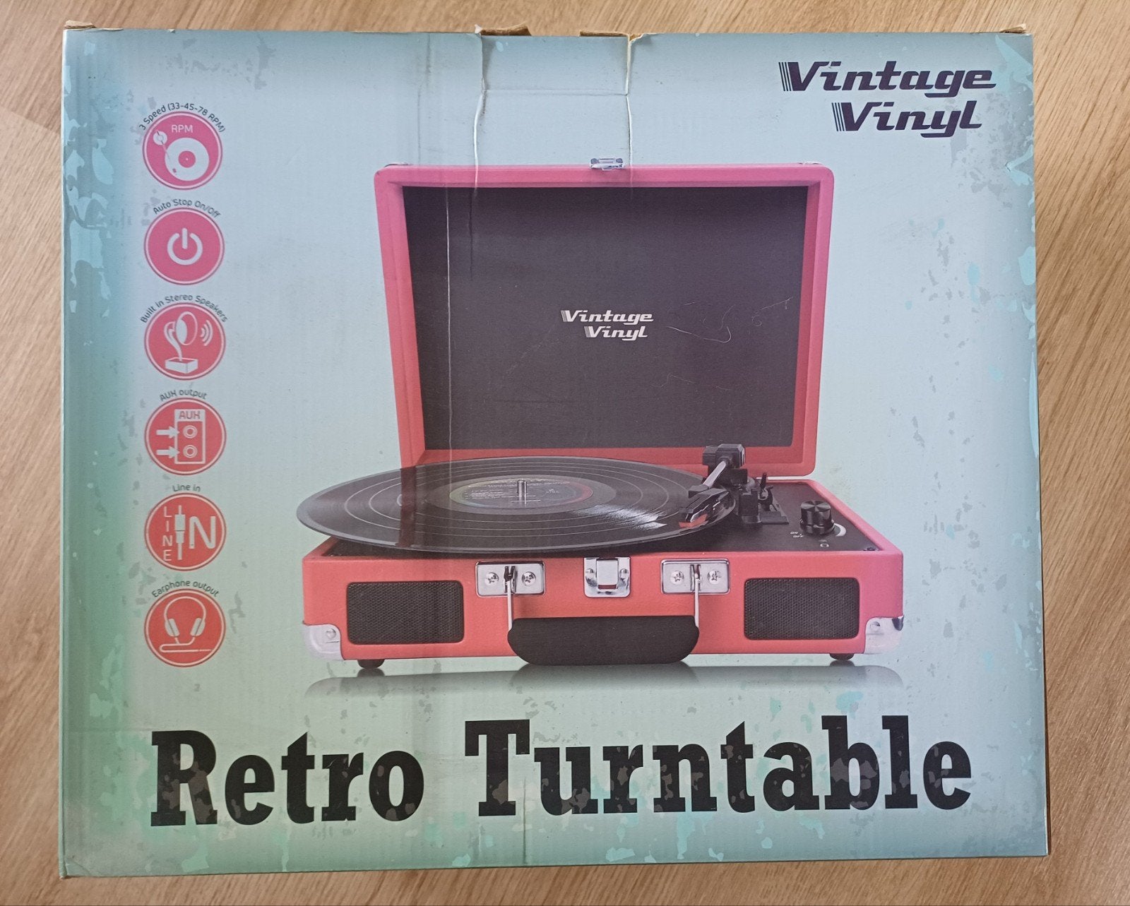 Vintage Vinyl Retro Platenspeler Rood, Audio, Tv en Foto, Platenspelers, Ophalen of Verzenden, Nieuw, Platenspeler, Overige merken