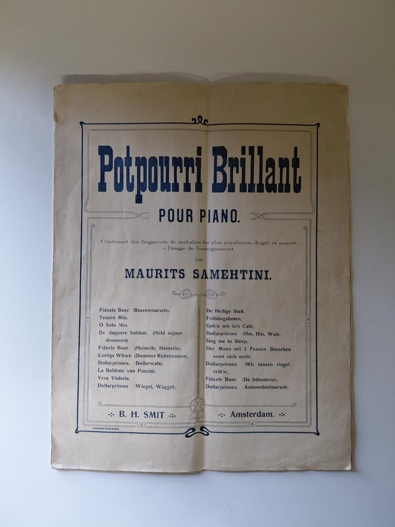 Oud bladmuziek Potpourri Brillant door Maurits Samehtini, Gebruikt, Klassiek, Ophalen of Verzenden, Artiest of Componist