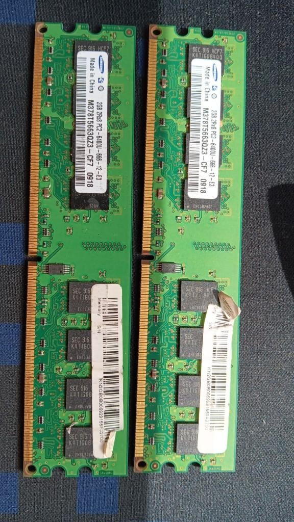 2x 2GB DDR2 800MHz Dual Channel Kit Samsung, Ophalen, Gebruikt, DDR2, Desktop