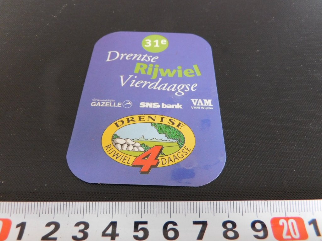 sticker 31e Drentse Rijwiel Vierdaagse 1996 Gazelle SNS VAM*, Ophalen of Verzenden, Zo goed als nieuw