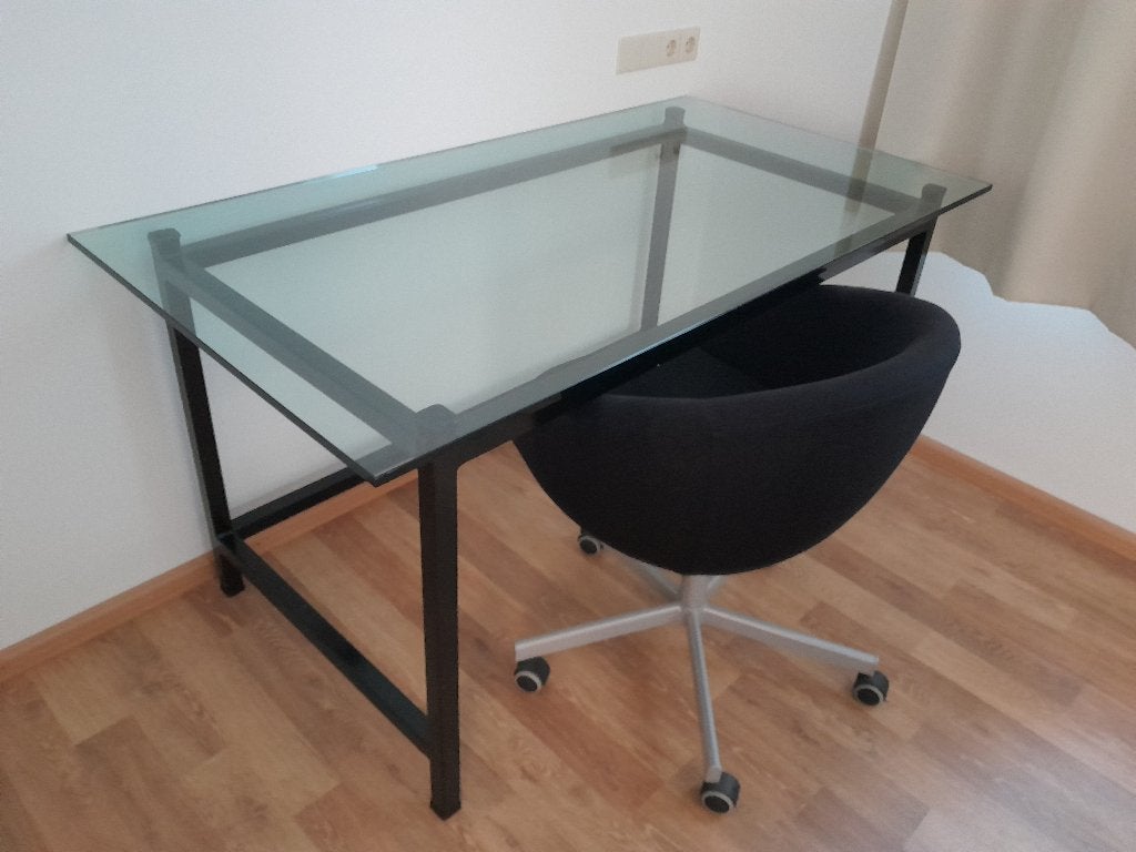 bureau/side tafel, Huis en Inrichting, Tafels | Sidetables, Ophalen, 75 cm of meer, Zo goed als nieuw, Glas