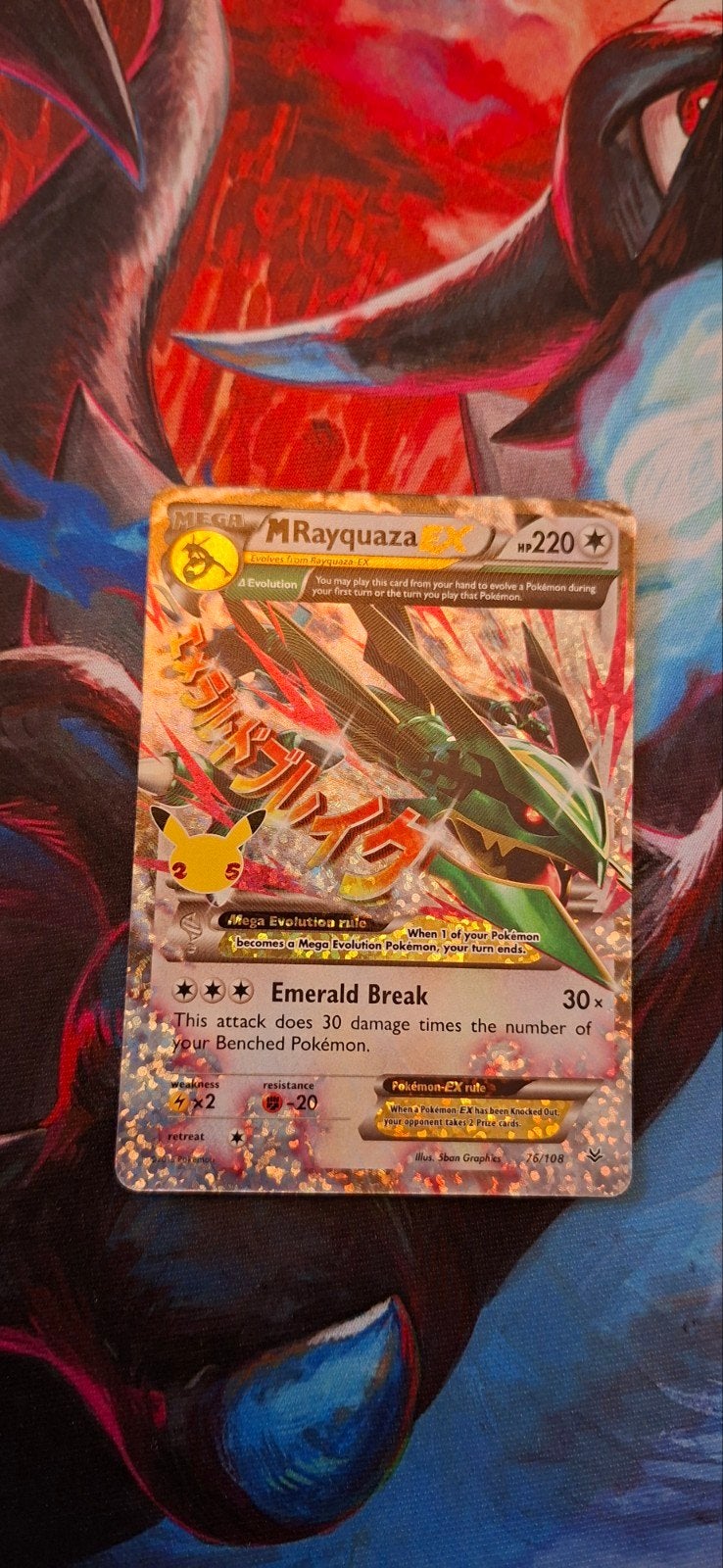 M Rayquaza EX 076/108 Celebrations Kaart, Ophalen of Verzenden, Zo goed als nieuw, Losse kaart, Foil