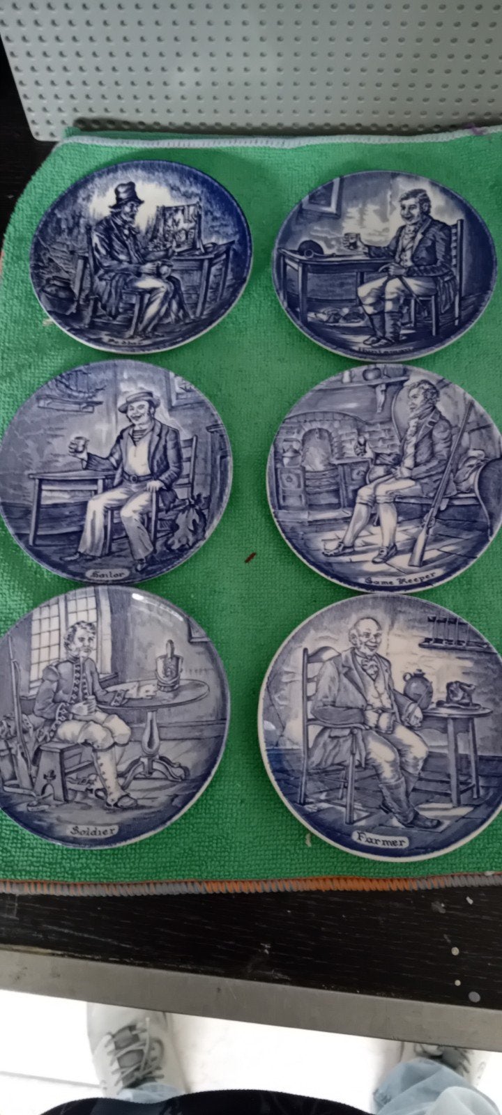 Enoch Wedgwood Tunstall. 6 vintage blauwe schoteltjes, Antiek en Kunst, Ophalen of Verzenden