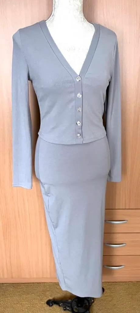 Shein jurk met bijpassend vest maat M, Maat 38/40 (M), Nieuw, Ophalen of Verzenden, Grijs