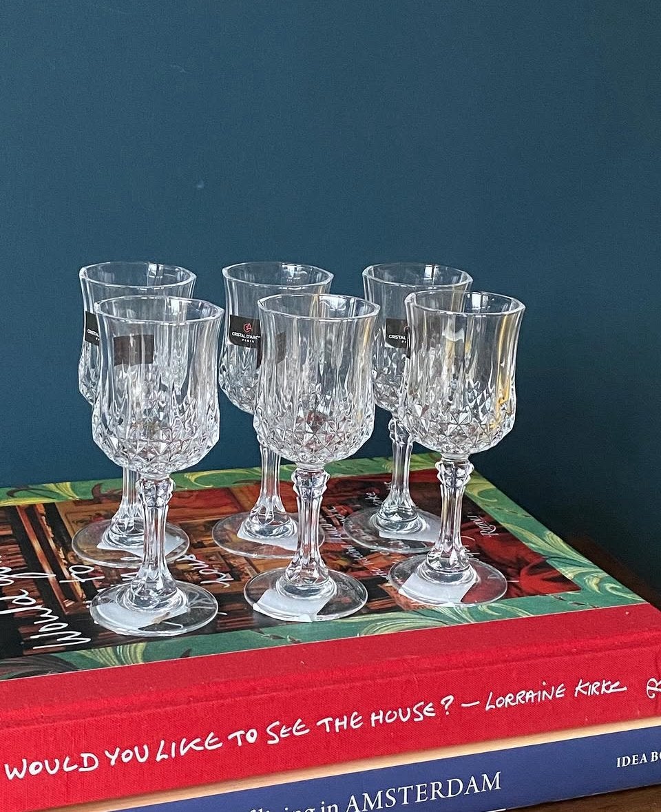 Cristal d’Arques 6 vintage kristallen likeurglaasjes, Verzamelen, Ophalen of Verzenden, Zo goed als nieuw, Overige typen
