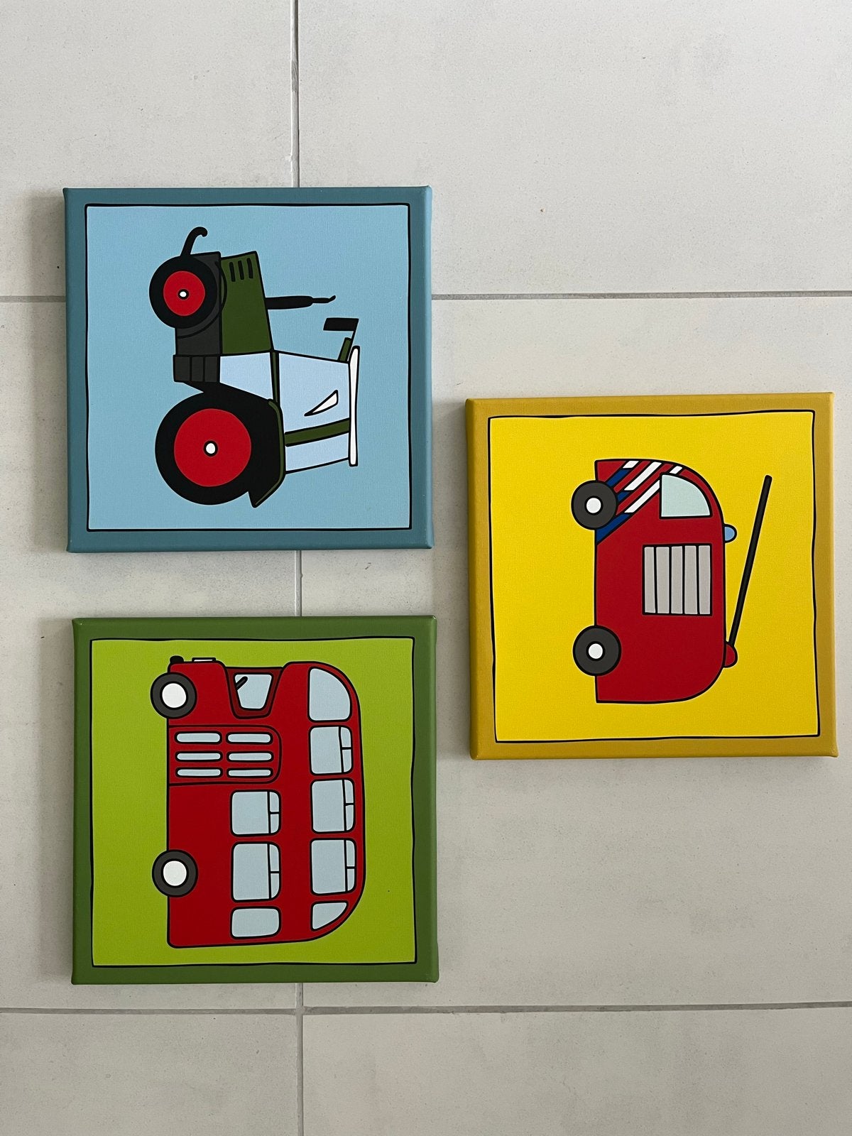 Set van 3 Kinder Schilderijen Canvas - Bloedart, Ophalen of Verzenden, Zo goed als nieuw, Schilderij, Minder dan 50 cm