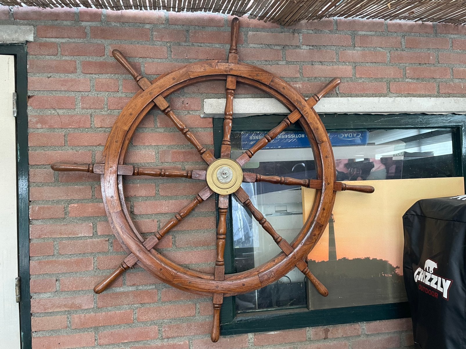 Groot houten boot stuur, Watersport en Boten, Bootonderdelen, Ophalen, Zo goed als nieuw, Zeilboot of Motorboot