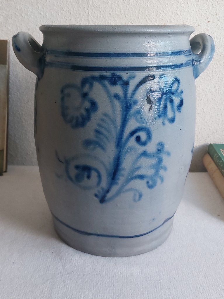 Gres pot Grijs blauw Keulse pot 31,50 hoog, Antiek en Kunst, Ophalen