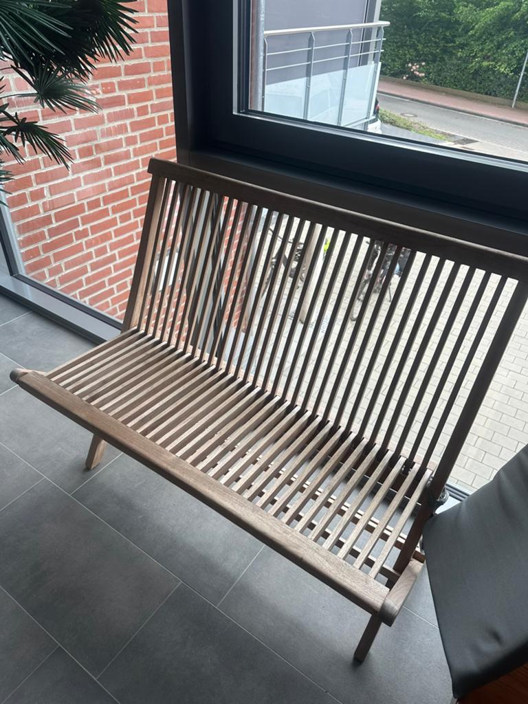 Houten bankje / ligstoel voor binnen of buiten, Gebruikt, Tweepersoons, 75 tot 100 cm, Ophalen of Verzenden