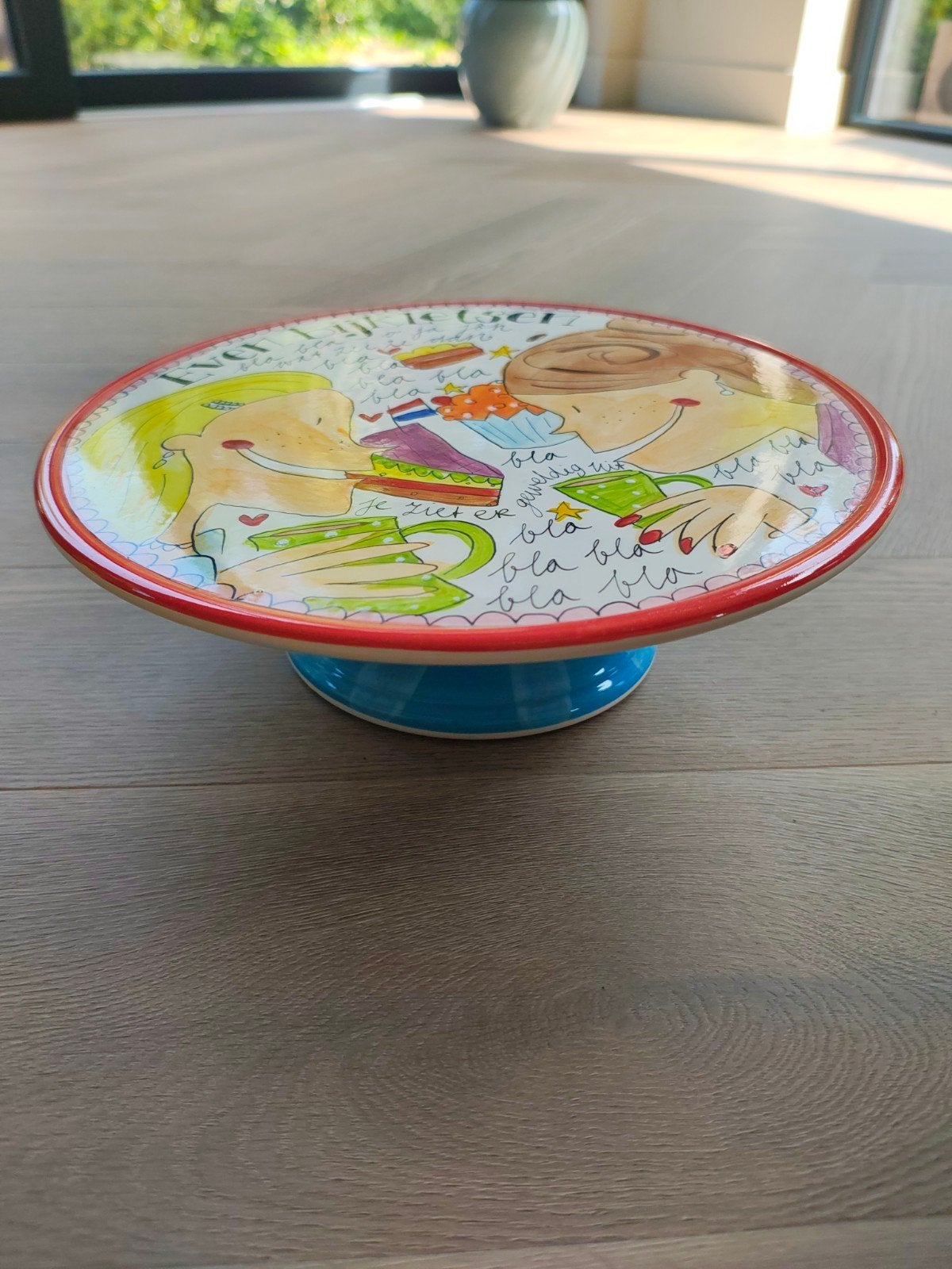 Blond Amsterdam taartplateau 'Even bijkletsen', Ophalen, Gebruikt, Keramiek, Overige typen