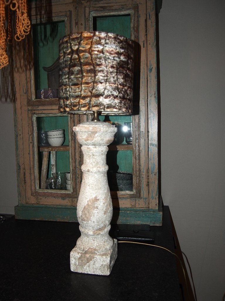 Stenen Balusterlamp met cilinderkap - 77 cm hoog, Ophalen, Overige materialen, Gebruikt, Rustiek