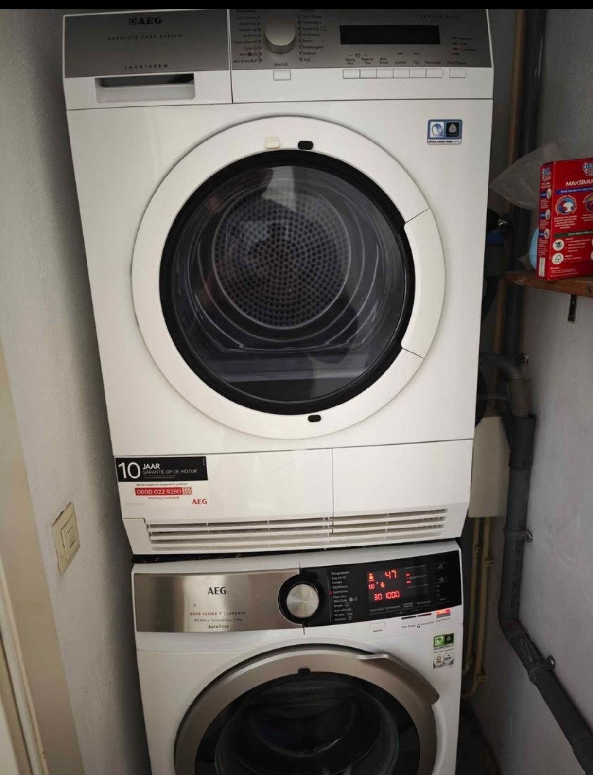 AEG Wasmachine & Warmtepompdroger – Zo Goed Als Nieuw, Witgoed en Apparatuur, Wasmachines, Ophalen, 8 tot 10 kg, Voorlader, 85 tot 90 cm