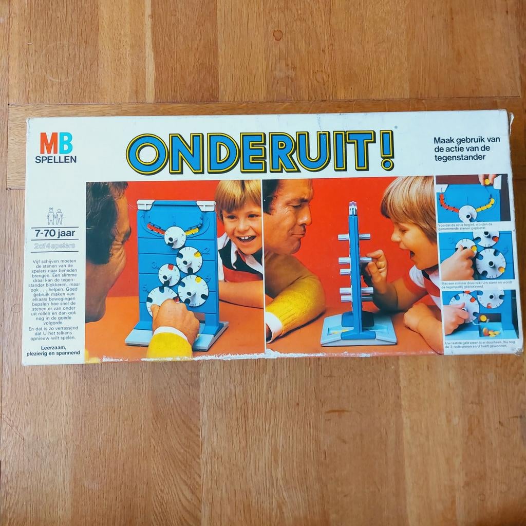 Onderuit! MB Spellen - Vintage Jaren '80 Compleet, Hobby en Vrije tijd, Gezelschapsspellen | Overige, Gebruikt, Een of twee spelers