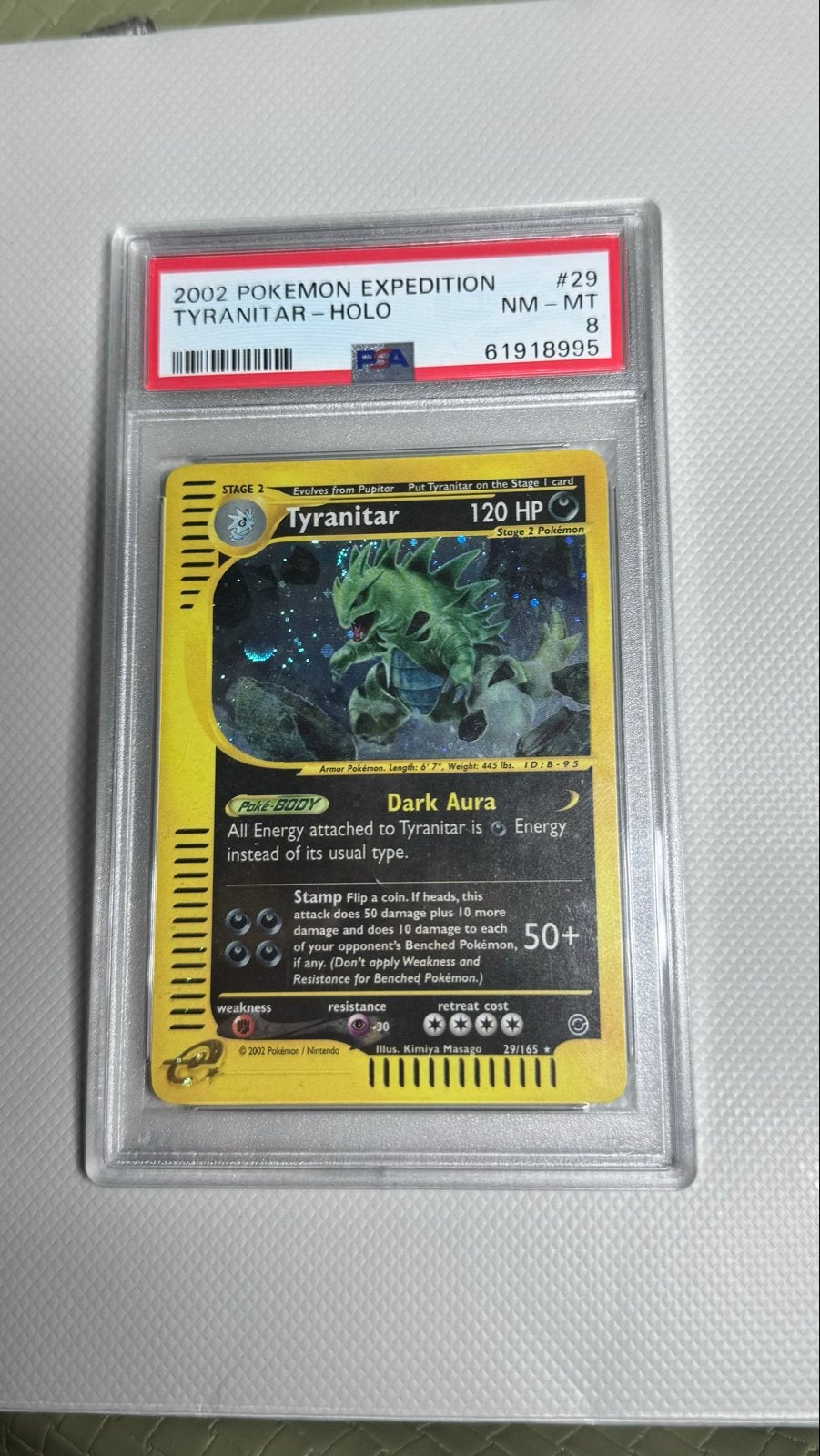 Tyranitar Holo #29 PSA 8, Ophalen, Zo goed als nieuw, Losse kaart