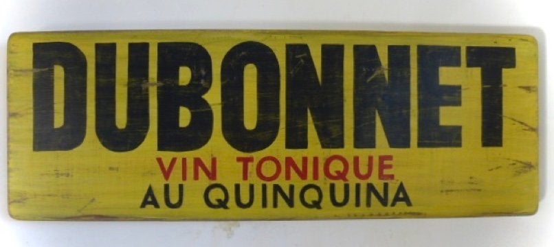 Groot vintage houten reclame bord Dubonnet / Frankrijk, Reclamebord, Ophalen of Verzenden, Zo goed als nieuw, B6