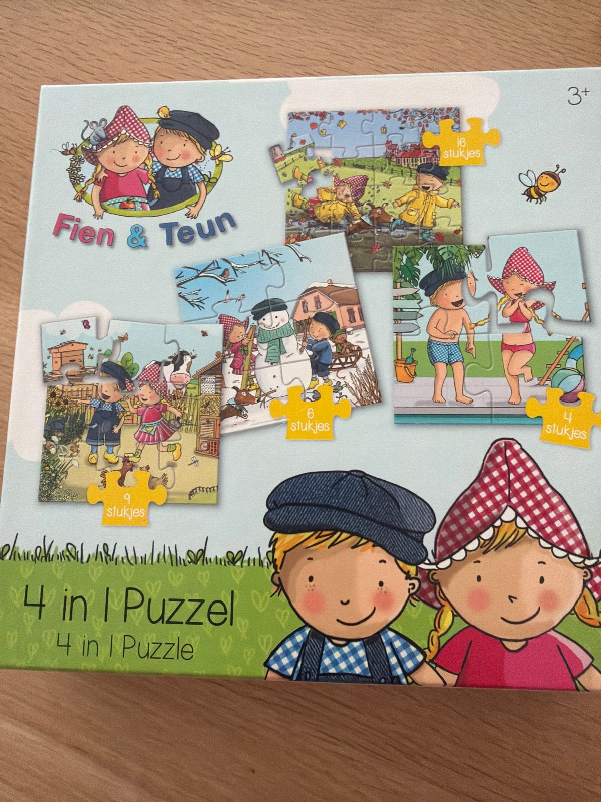 Fien & Teun 4-in-1 Puzzel - Lichte beschadiging, Ophalen of Verzenden, 10 tot 50 stukjes, Gebruikt, 2 tot 4 jaar