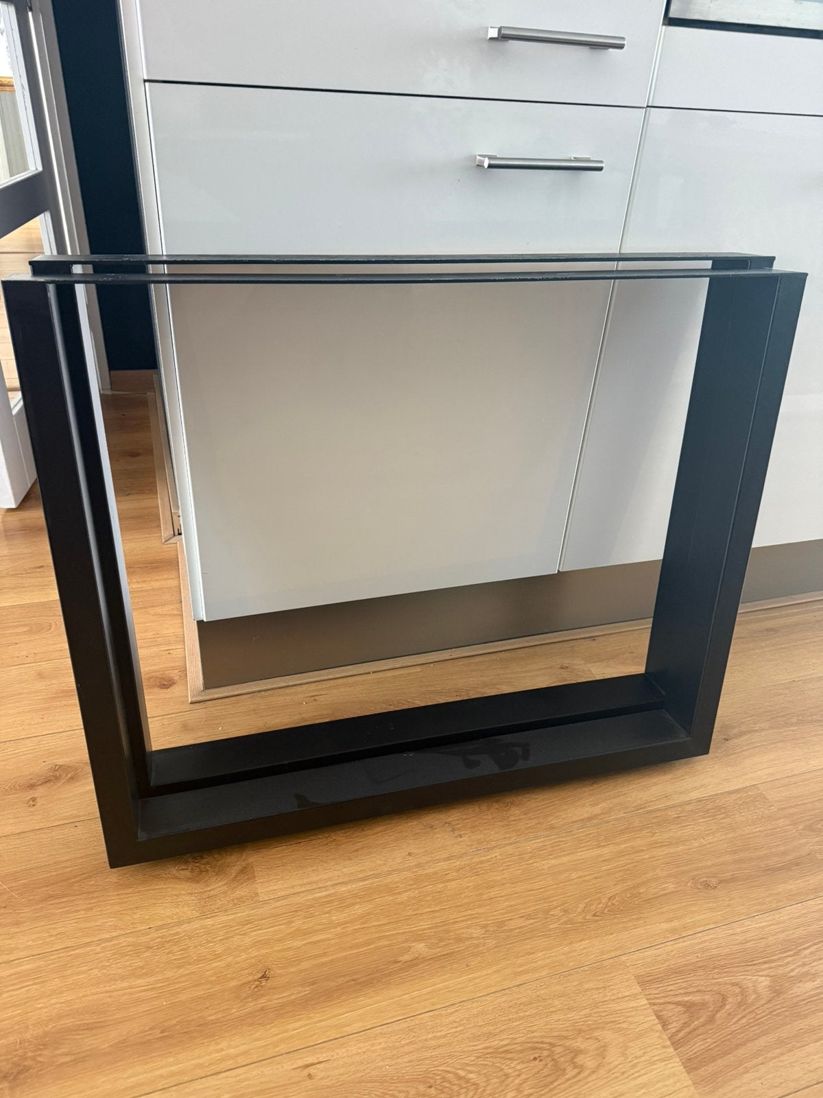 Stalen U poot eettafel set, Ophalen, Gebruikt, Rechthoekig, 50 tot 100 cm
