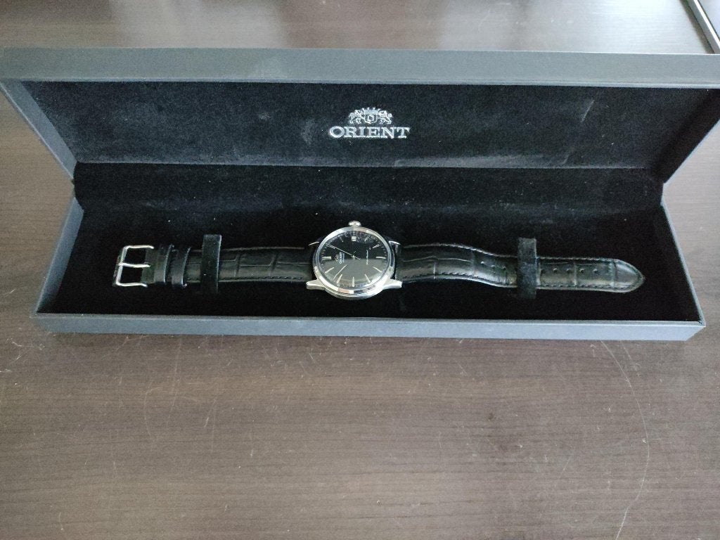 Orient Classic & Simple Style 38 – RA-AC0M02B, Leer, Staal, Polshorloge, Zo goed als nieuw