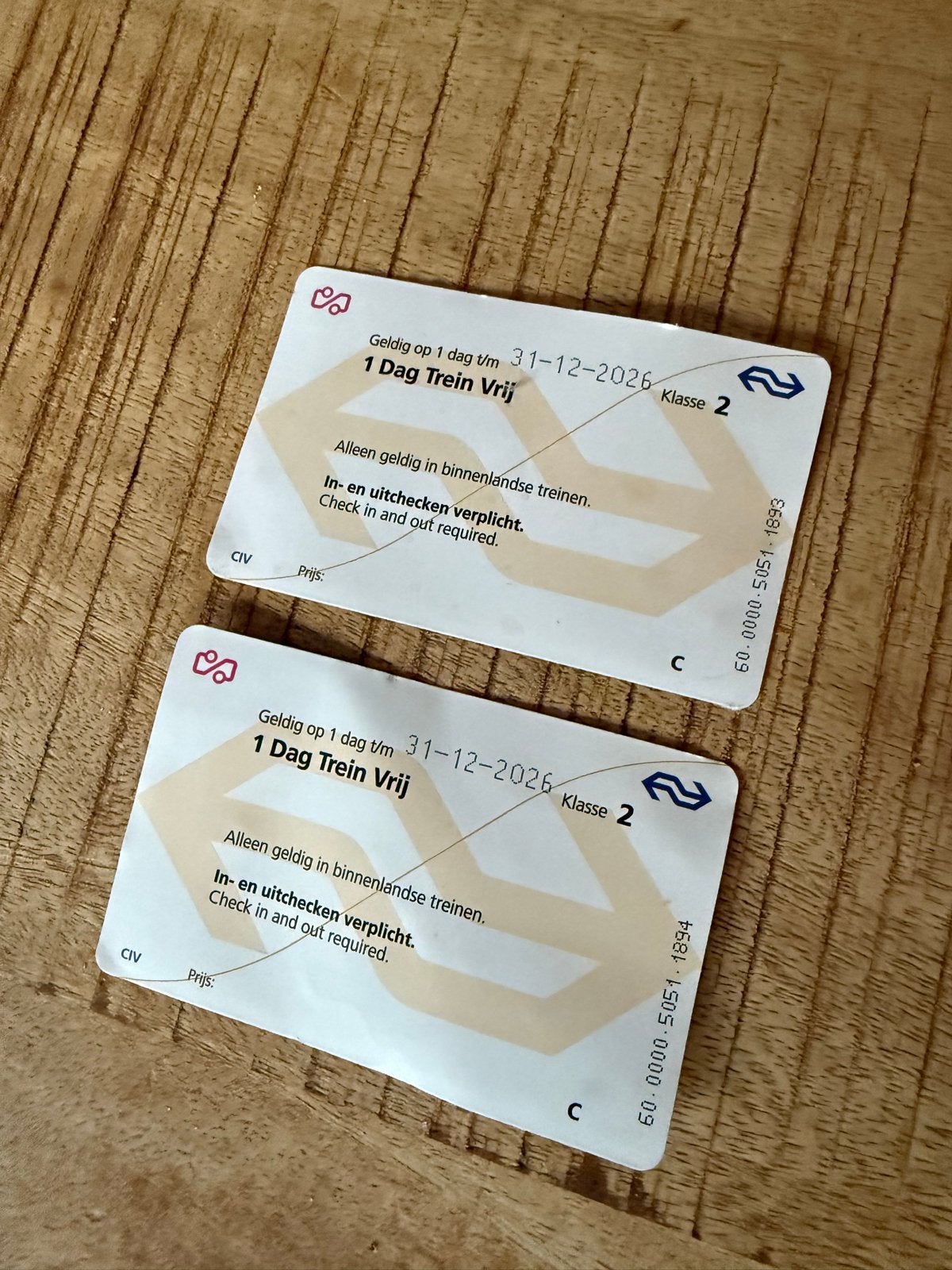 2x NS dagkaart, Twee personen, Trein, Algemeen kaartje