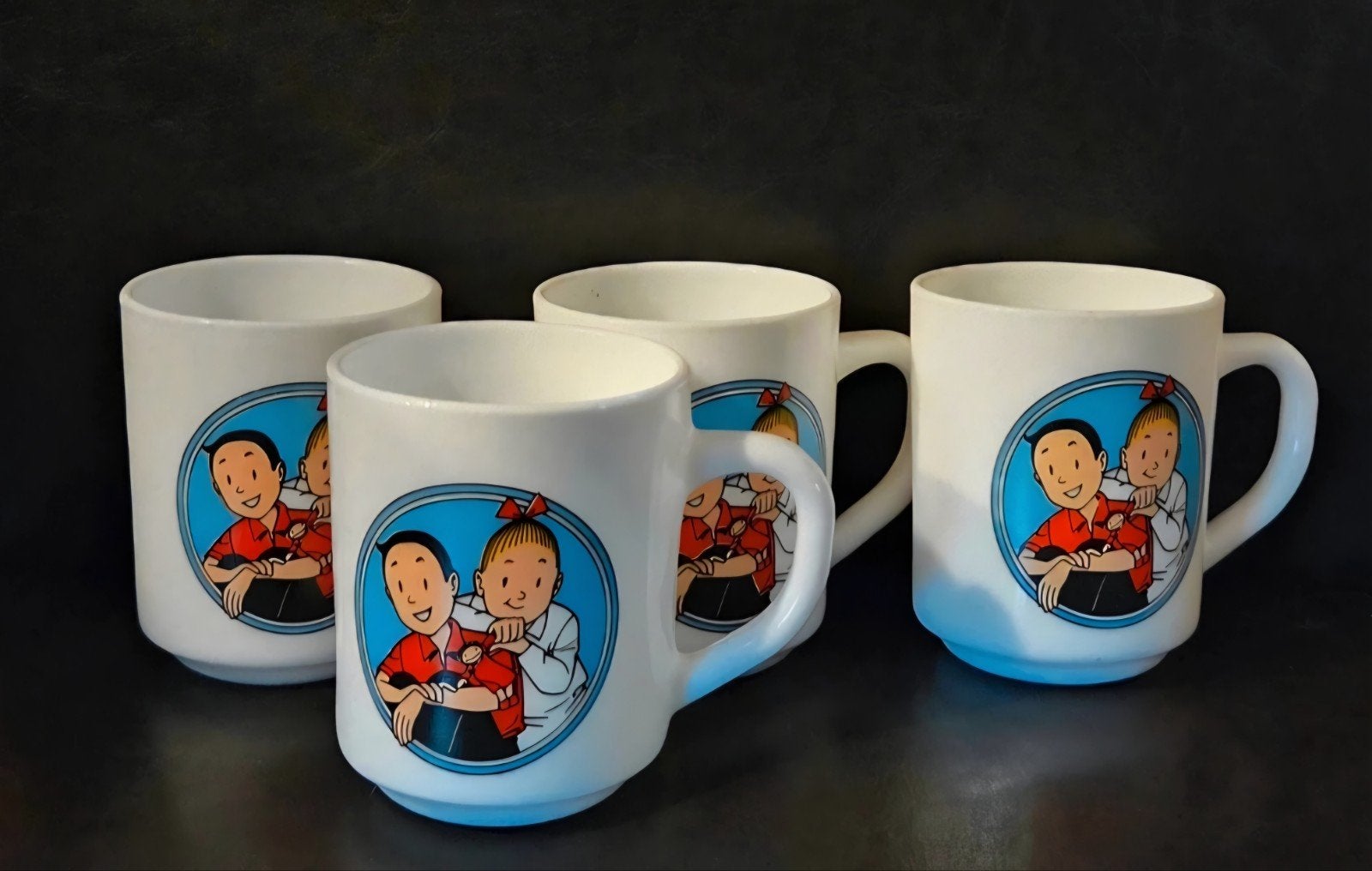 Vintage Mok - Suske en Wiske (4 stuks), Verzamelen, Ophalen of Verzenden, Suske en Wiske, Nieuw, Gebruiksvoorwerp