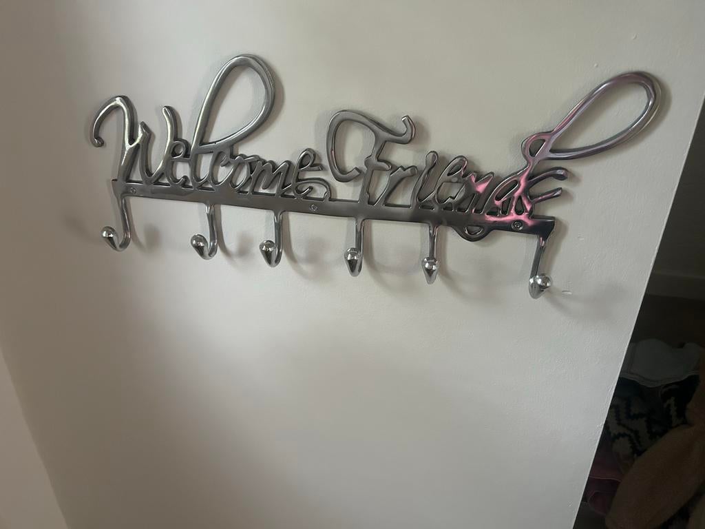 Mooie Rivièra Maison kapstok 'Welcome Friends', Wandkapstok, Ophalen of Verzenden, Zo goed als nieuw, Minder dan 100 cm