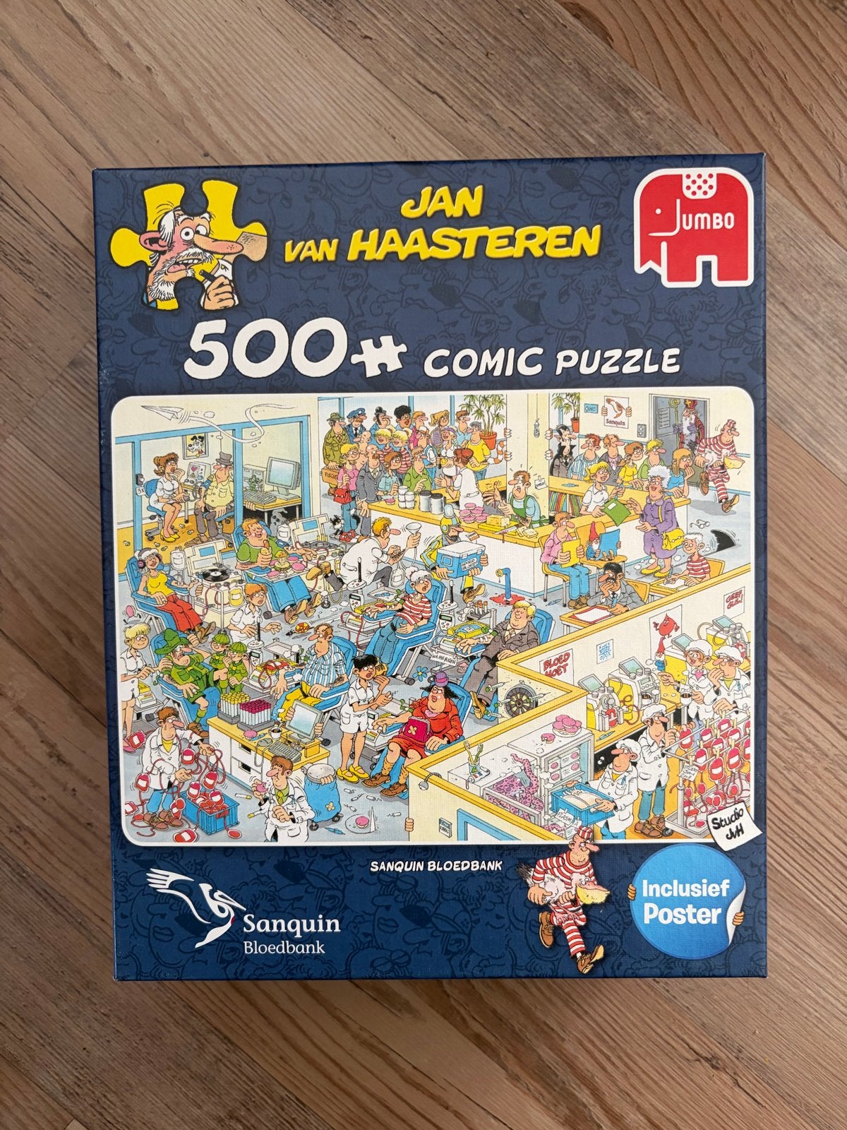 Jan van Haasteren Comic Puzzel - Sanquin Bloedbank 500+, Ophalen, 500 t/m 1500 stukjes, Zo goed als nieuw, Legpuzzel