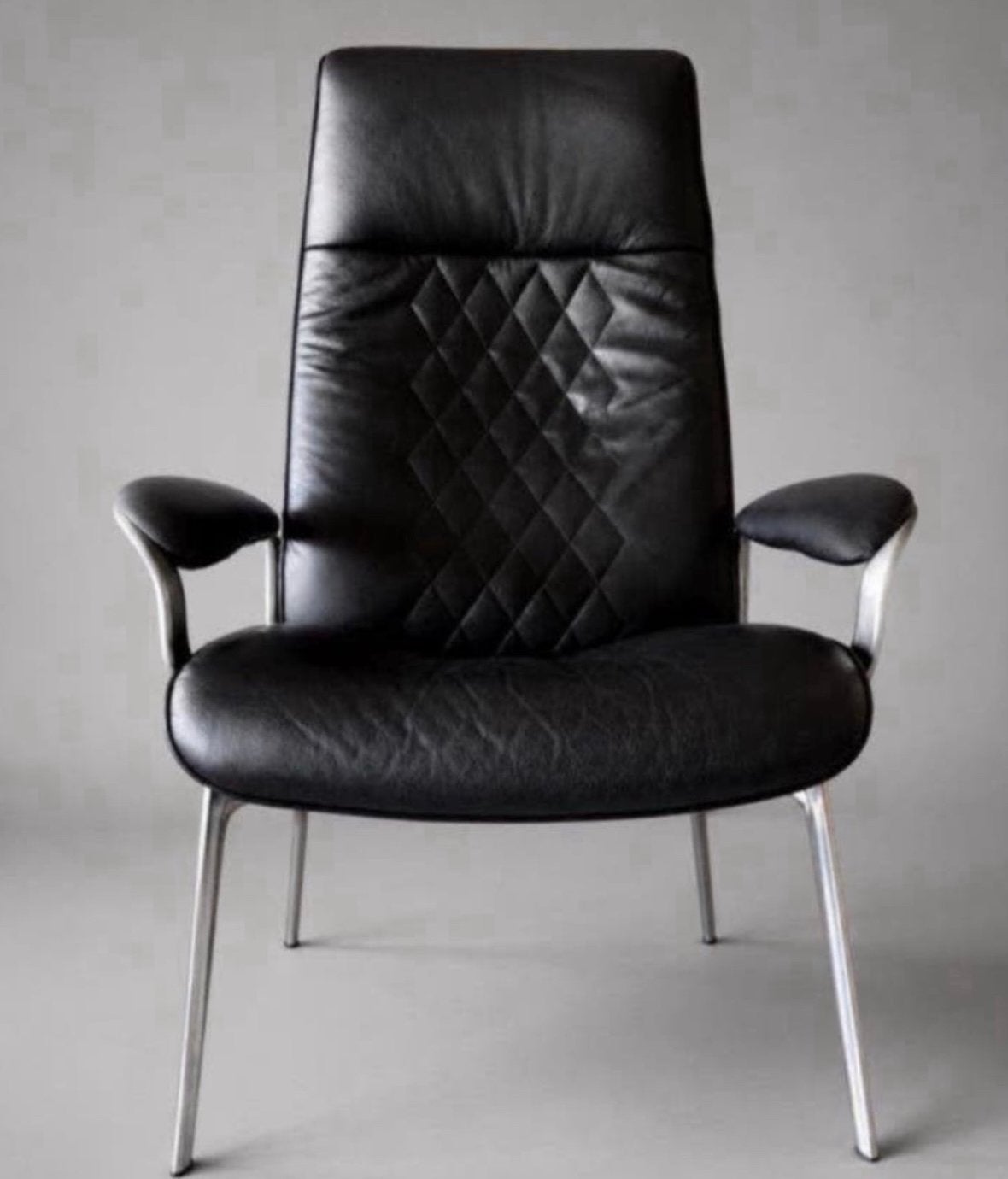 Stressless James Lounge Chair + Ottoman, Zwart Leer, Huis en Inrichting, Fauteuils, Ophalen, -, -, Zo goed als nieuw
