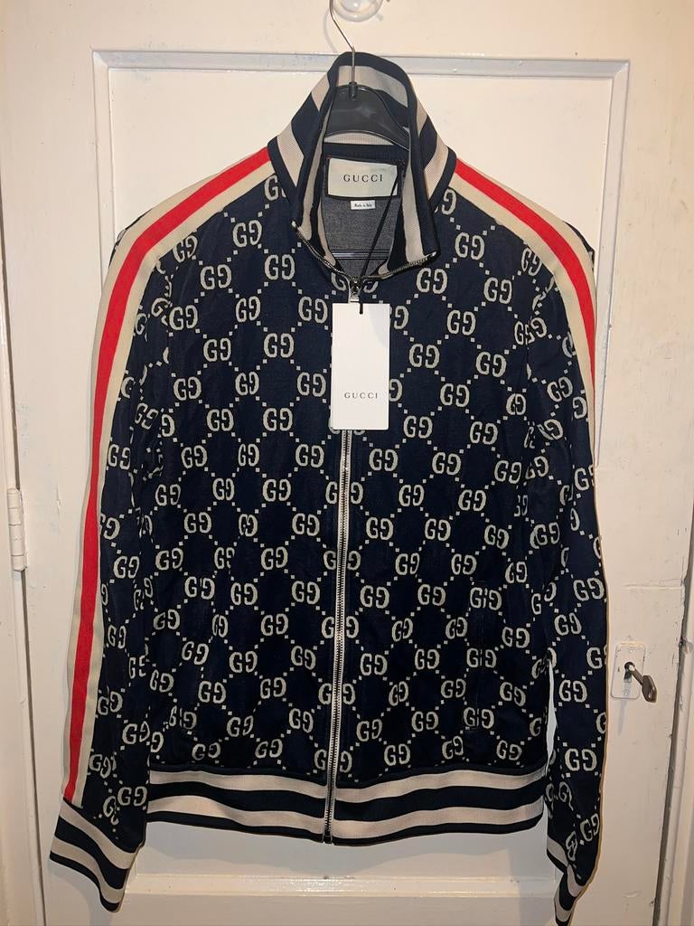 Originele Gucci GG Jacquard cotton blue trainingspak mt M, Ophalen of Verzenden, Nieuw, Maat 48/50 (M), Blauw