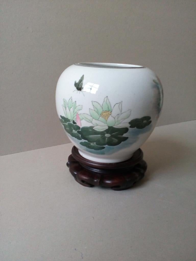 Vintage Chinese vaas Liling/houten standaard.Pr.per/stuk, Overige materialen, Overige kleuren, Ophalen of Verzenden, Zo goed als nieuw