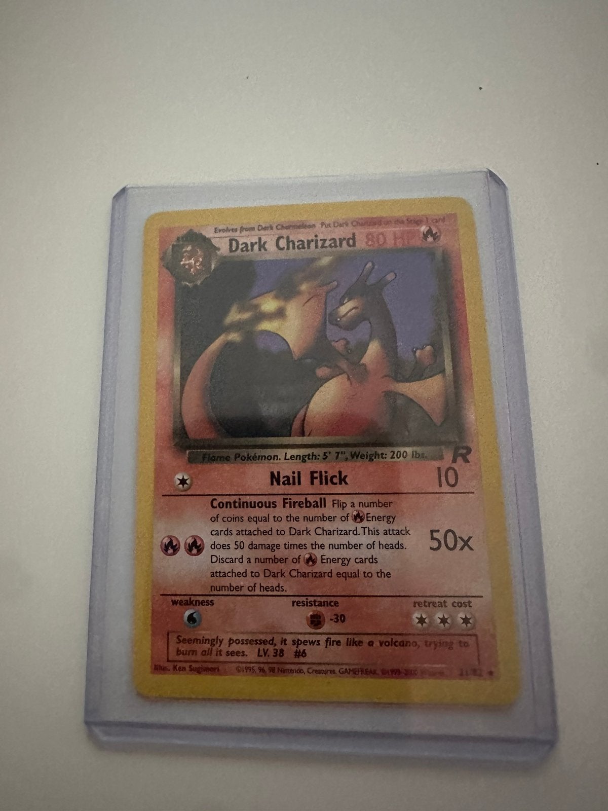 Dark Charizard 80 HP Pokémon kaart, Ophalen of Verzenden, Gebruikt, Losse kaart