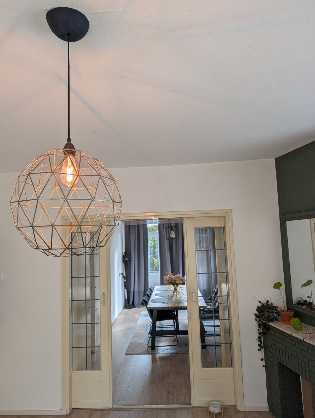 Industriële hanglamp bol 38cm - Metaal, Ophalen, Zo goed als nieuw, Metaal, Minder dan 50 cm