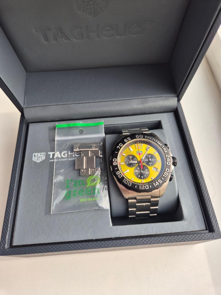 TAG Heuer Formula 1 Chronograaf Geel Staal, Staal, Staal, Polshorloge, Ophalen of Verzenden