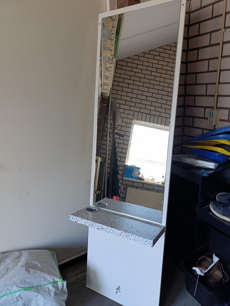 2x Kaptafel voor kapsalon met spiegel en aflegplank, Ophalen, 50 tot 100 cm, 200 cm of meer