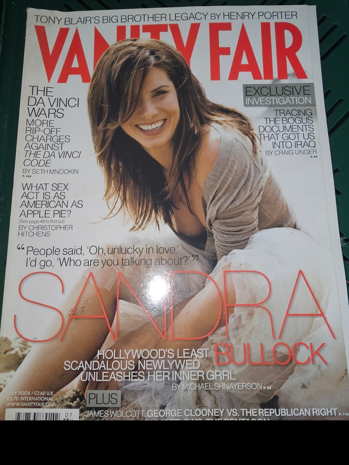 Vanity Fair Magazine - Sandra Bullock Cover (Juli 2006), Ophalen of Verzenden, Gelezen, Glossy