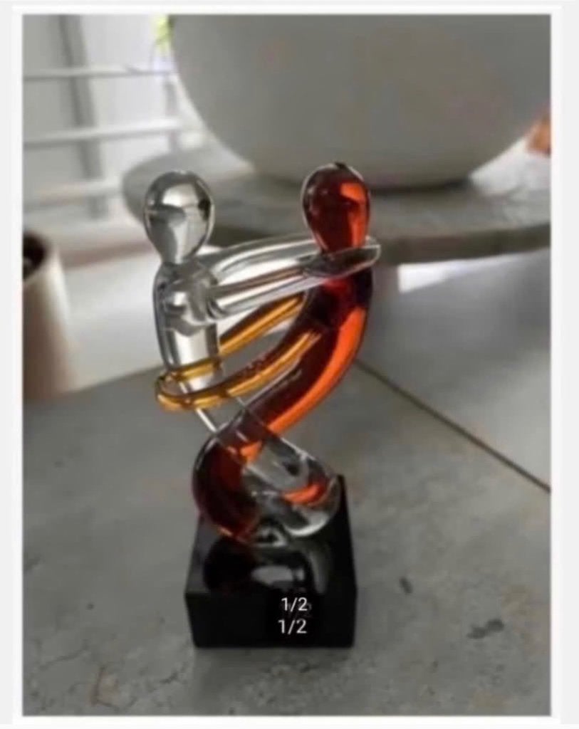 Design Beeld glas dansend paar, man vrouw, liefde, op voet, Ophalen of Verzenden