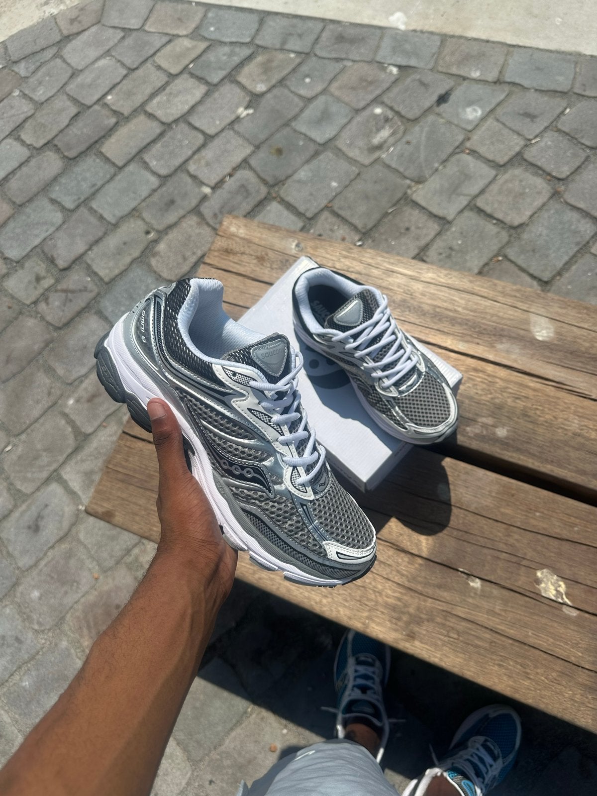 Saucony omni pro grid 9 gray/white, Wit, Nieuw, Ophalen of Verzenden, Sneakers of Gympen